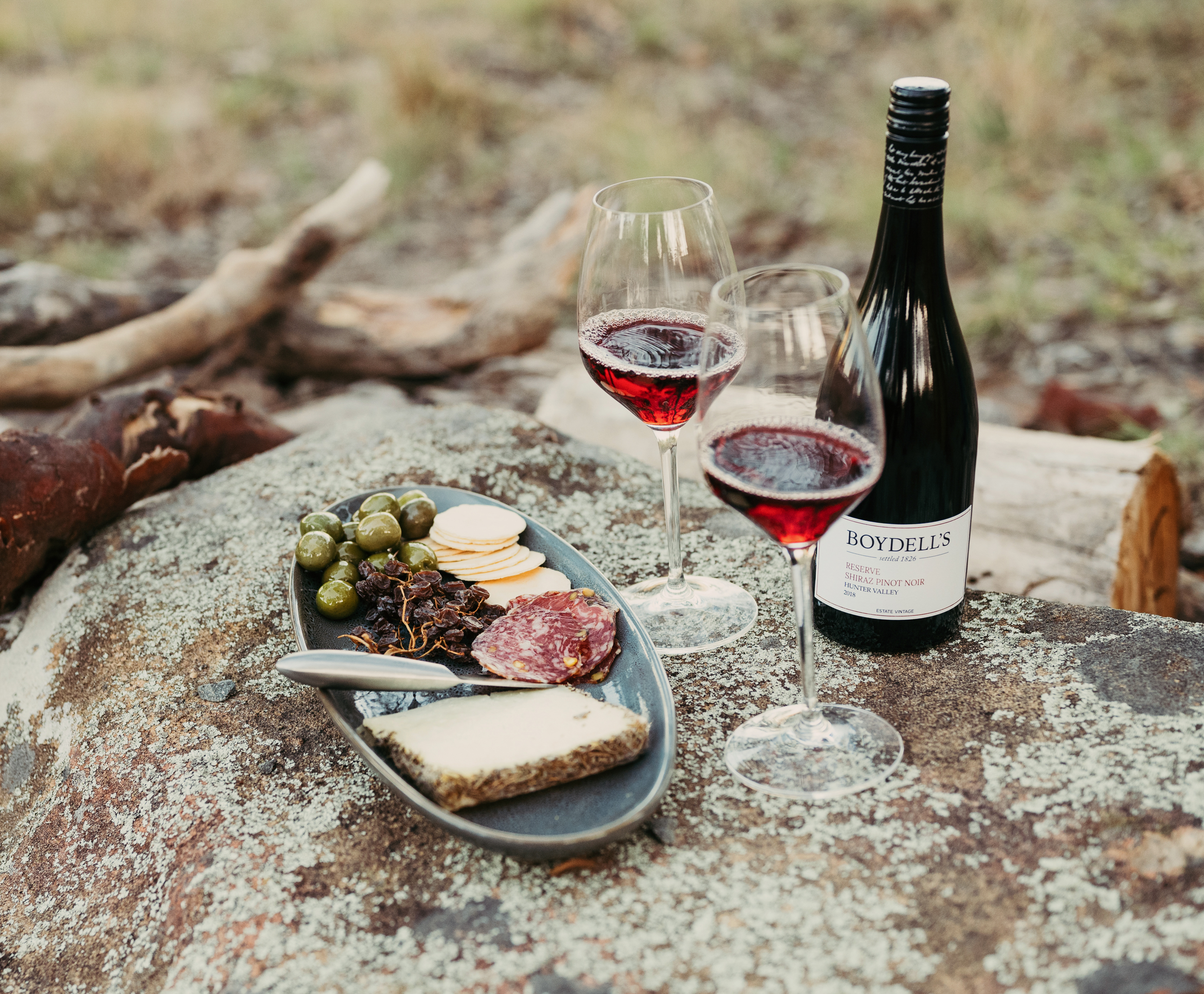 Boydell's picnic with Hunter Valley Shiraz Pinot Noir